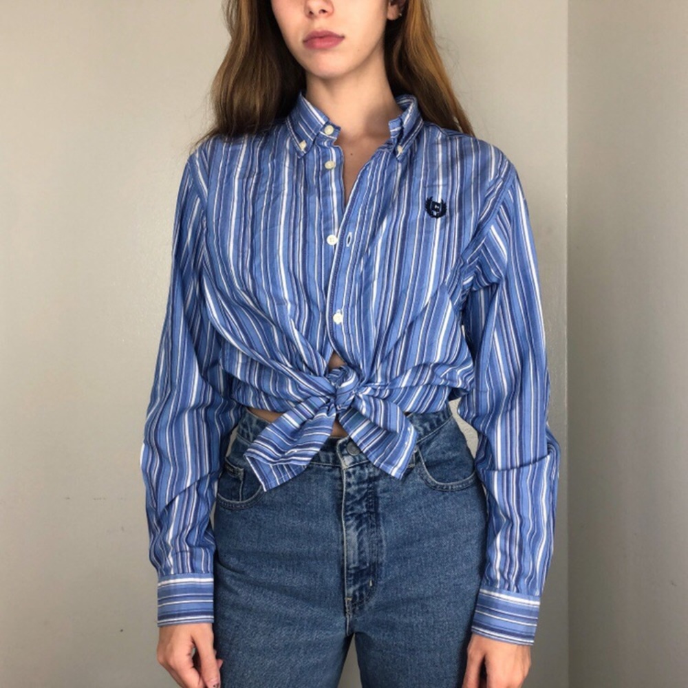 ELECTRIC BLUE STRIPED BUTTON UP SHIRT